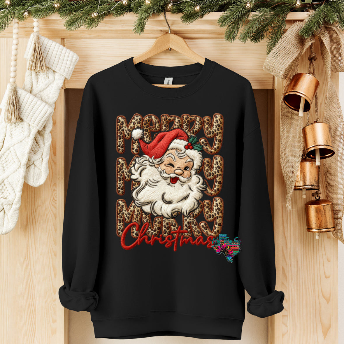 Merry Christmas Leopard Yarn Santa