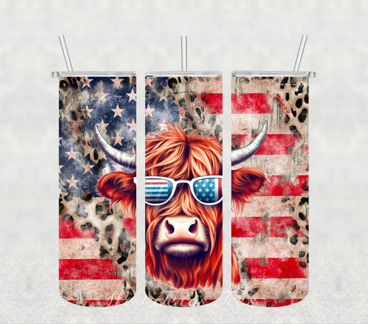 4th of July Cow tumbler