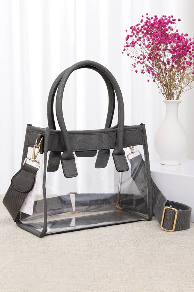 Color Trim Clear Hand Bag