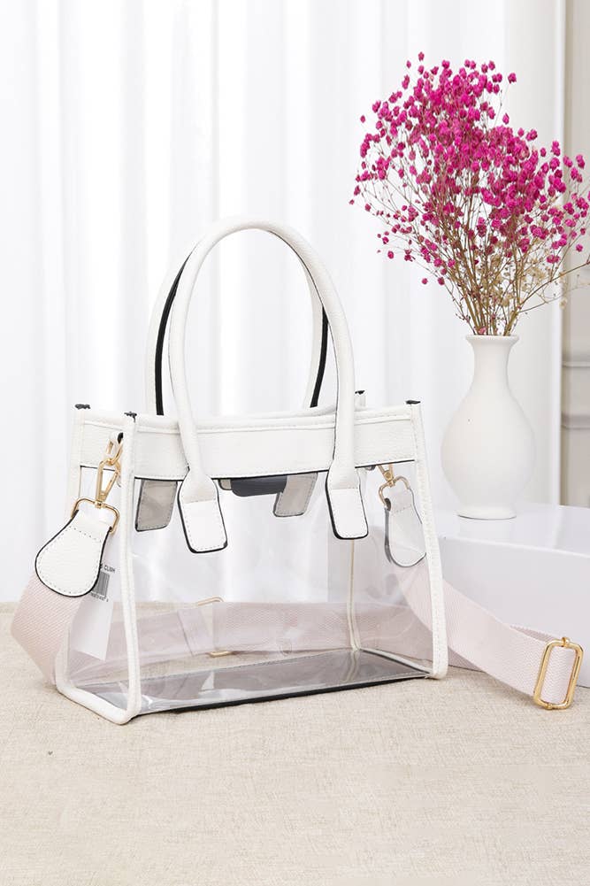 Color Trim Clear Hand Bag