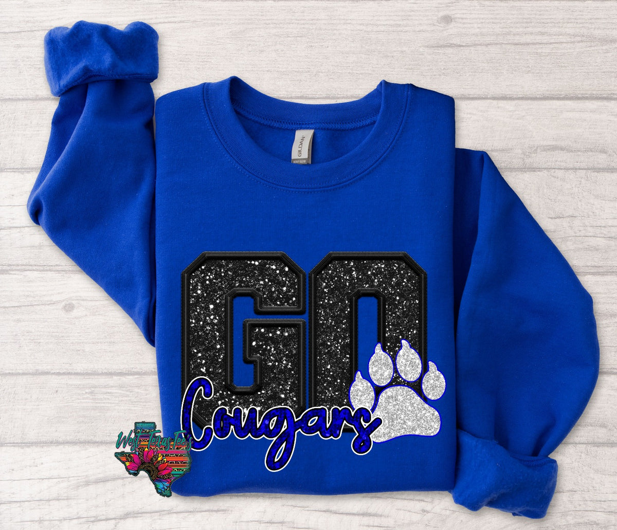 Go Cougars faux embroidery sequin
