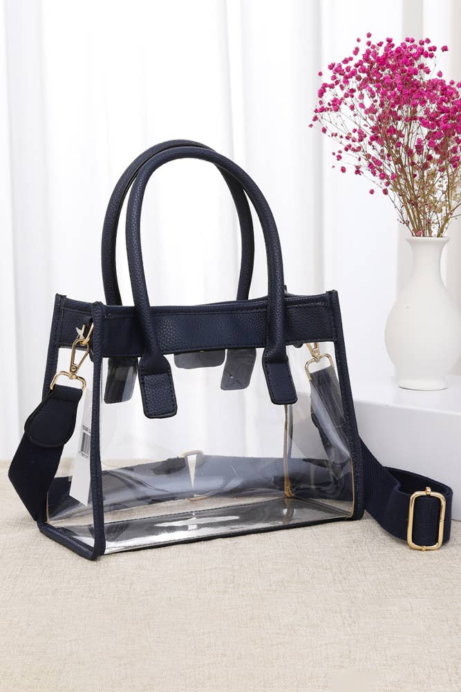 Color Trim Clear Hand Bag