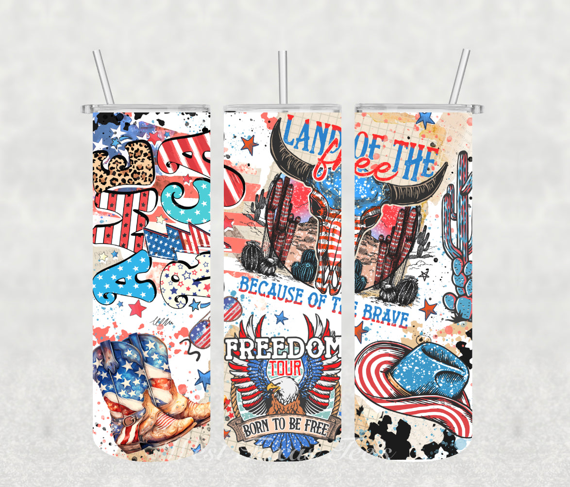 Western 4th of July tumbler