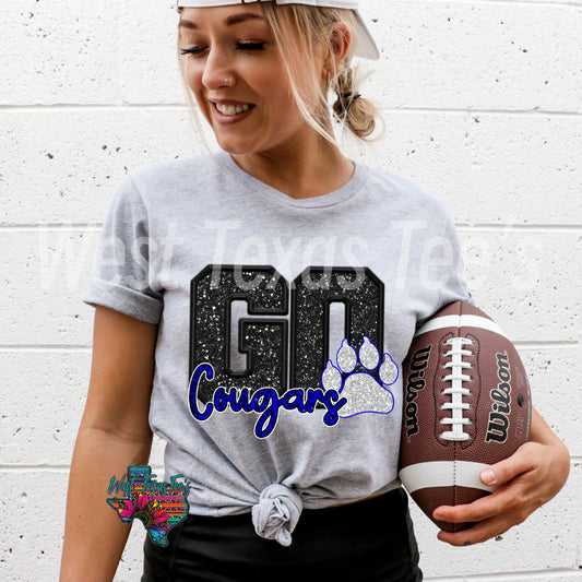 Go Cougars faux embroidery sequin
