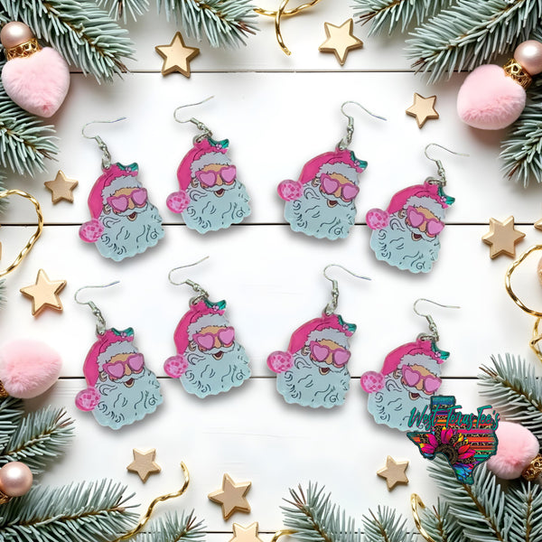 Pink Santa Earrings