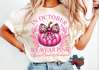 In October We Wear Pink Pumpkin Leopard Bow