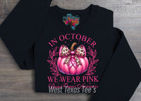 In October We Wear Pink Pumpkin Leopard Bow