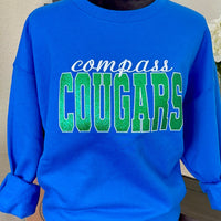CUSTOM Cougars Glitter Embroidery Crew