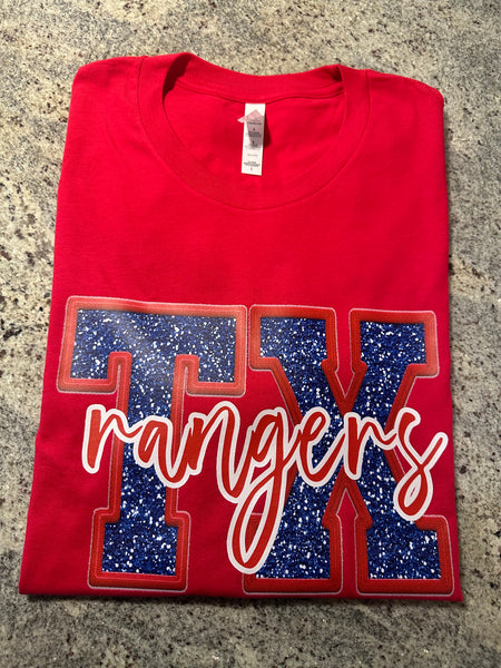 TX Rngrs Faux Emb. & Glitter
