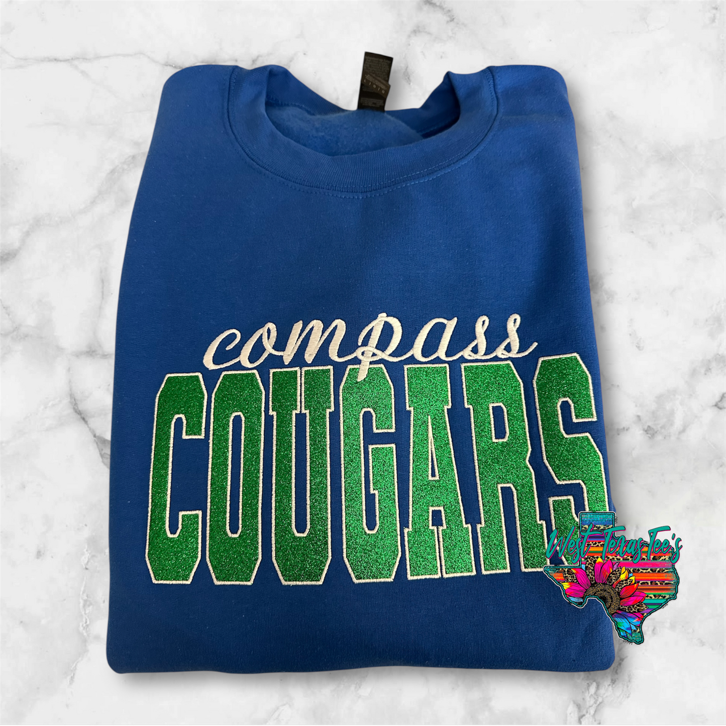 CUSTOM Cougars Glitter Embroidery Crew