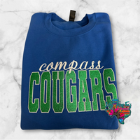 CUSTOM Cougars Glitter Embroidery Crew