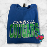 CUSTOM Cougars Glitter Embroidery Crew