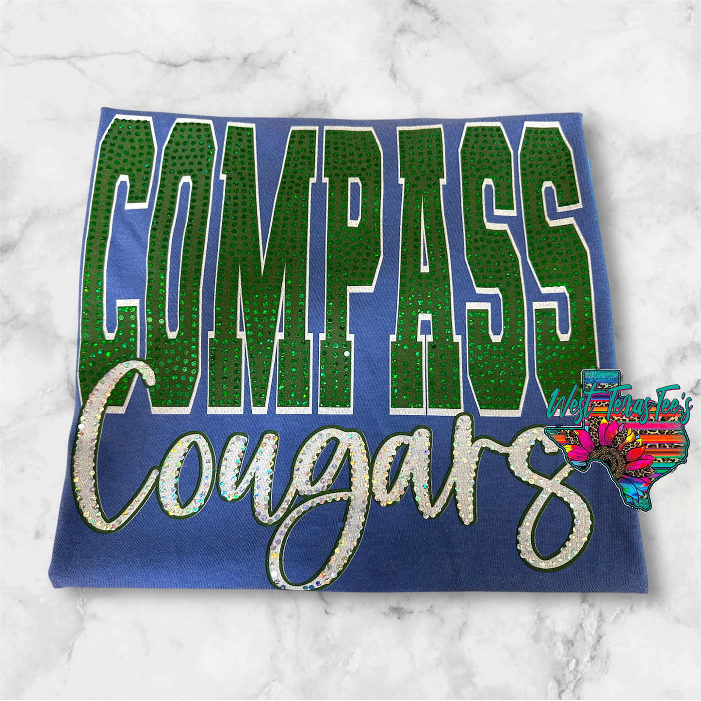 CUSTOM Cougars Script Sparkle Tee