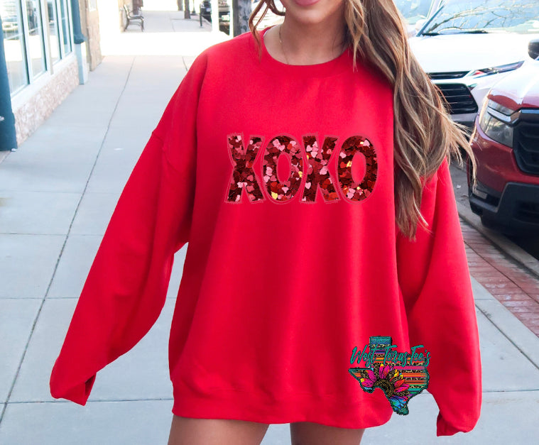 XOXO Faux Heart Sequins