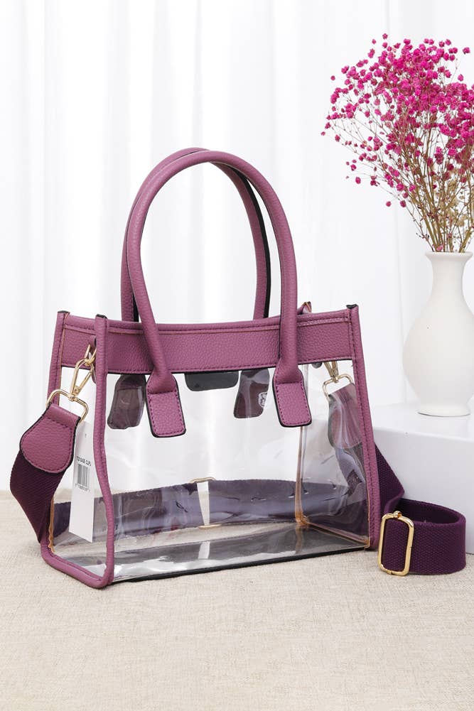 Color Trim Clear Hand Bag