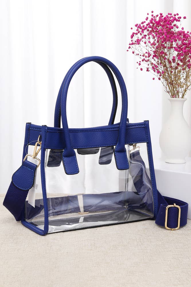 Color Trim Clear Hand Bag