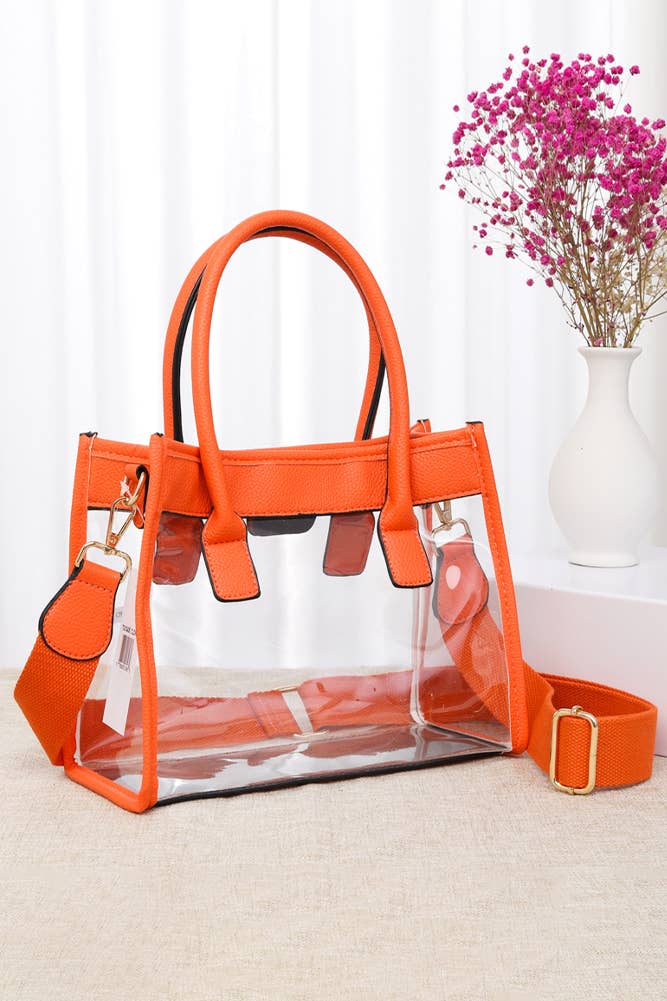 Color Trim Clear Hand Bag