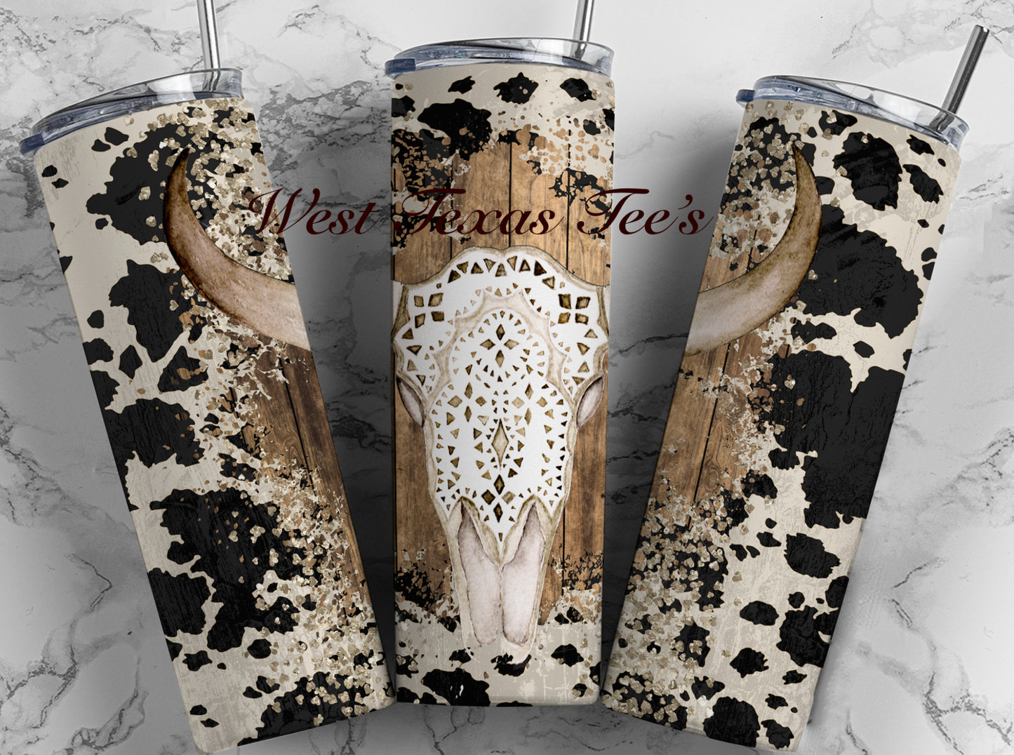 Cowhide Lace Skull Tumbler