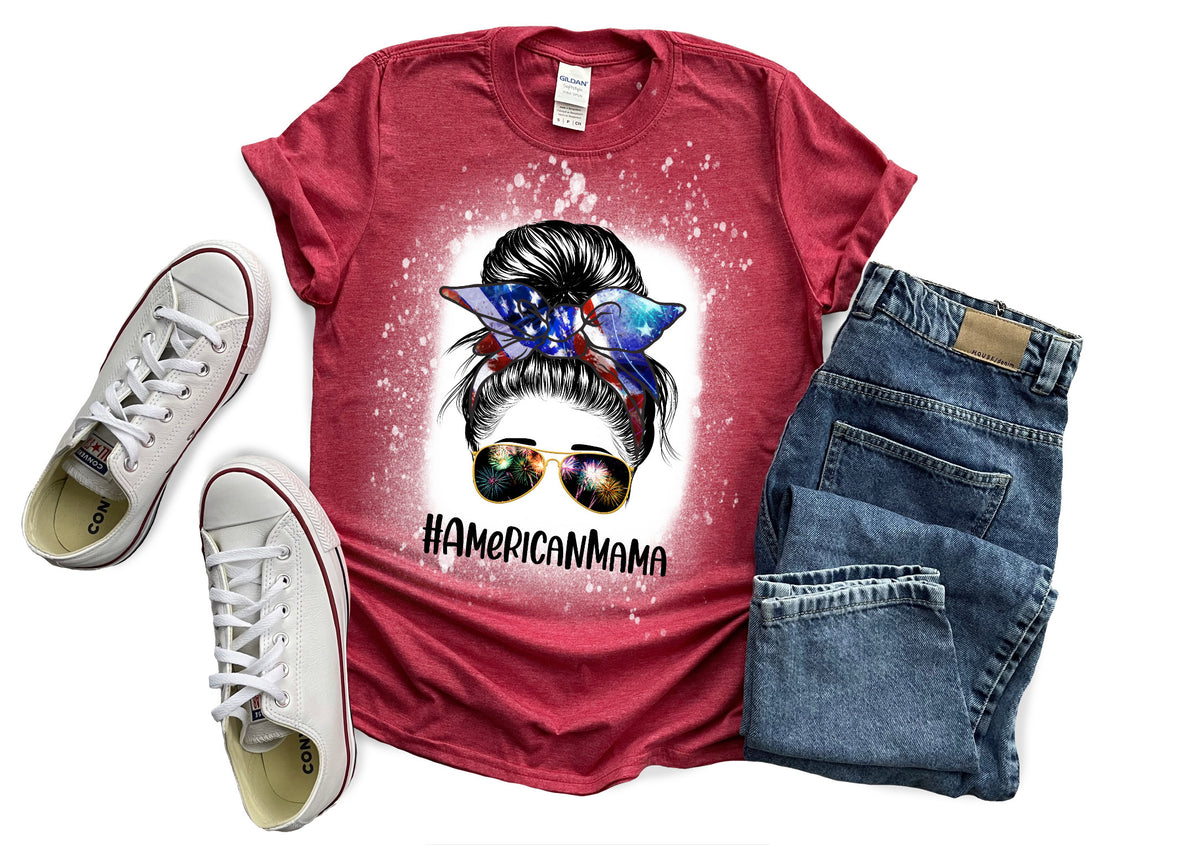 #AMERICANMAMA Messy Bun graphic tee