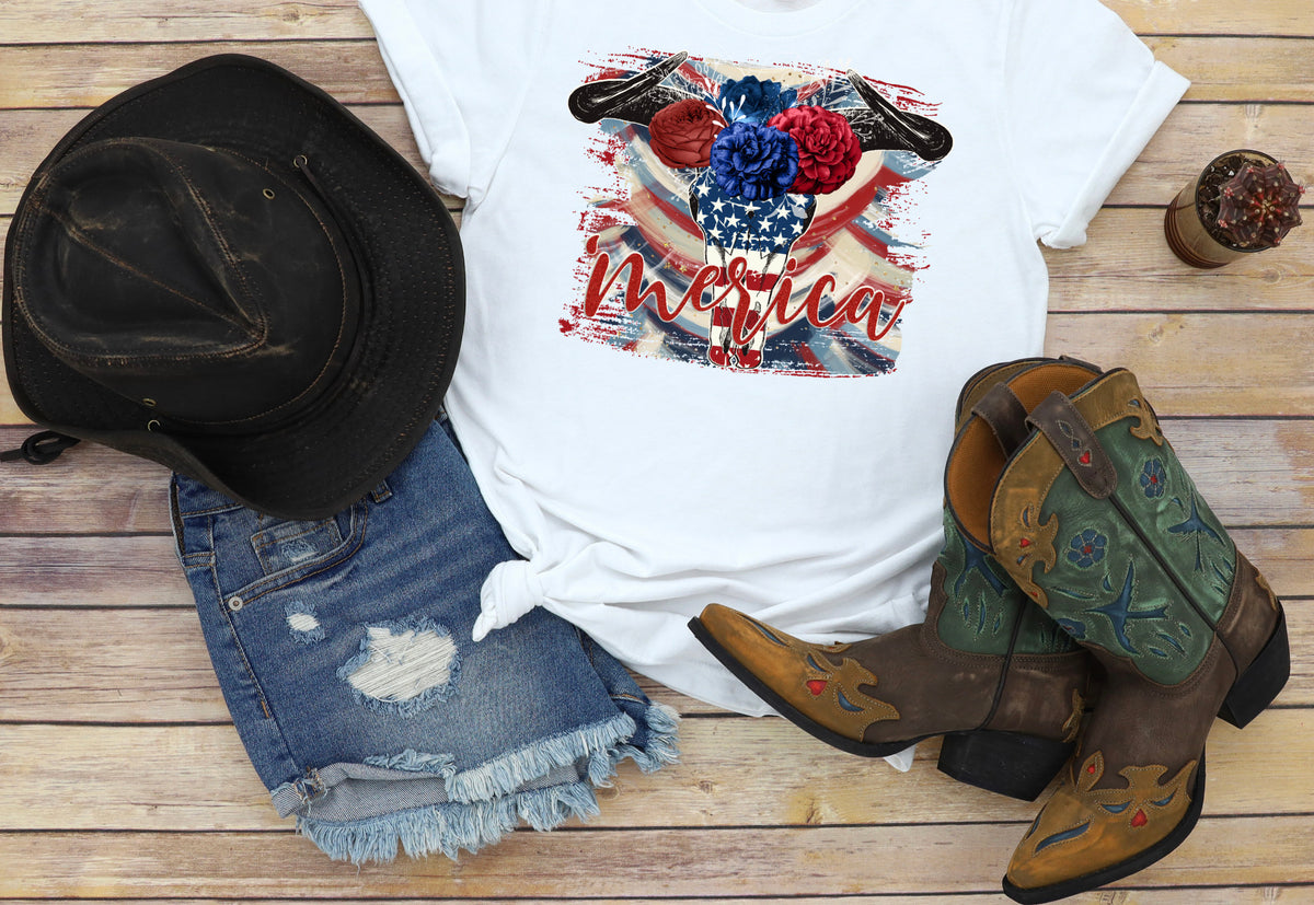 'Merica Skull graphic tee