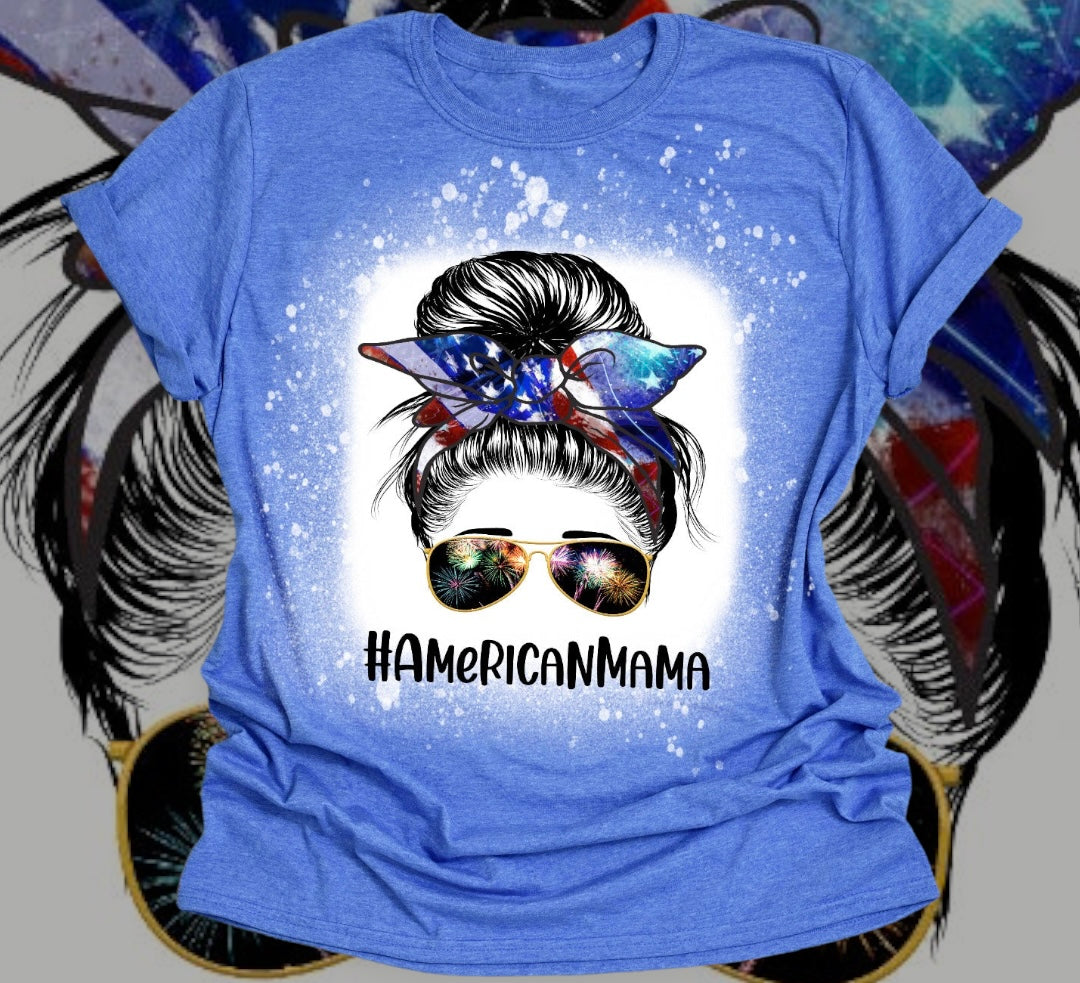 #AMERICANMAMA Messy Bun graphic tee