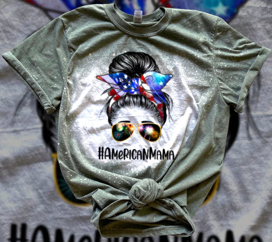 #AMERICANMAMA Messy Bun graphic tee